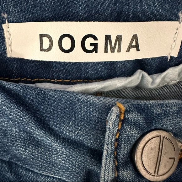 Dogma Distressed Jeans Womens 9/28 Blue Side Split Straight Leg Stretch Casual - Picture 8 of 12